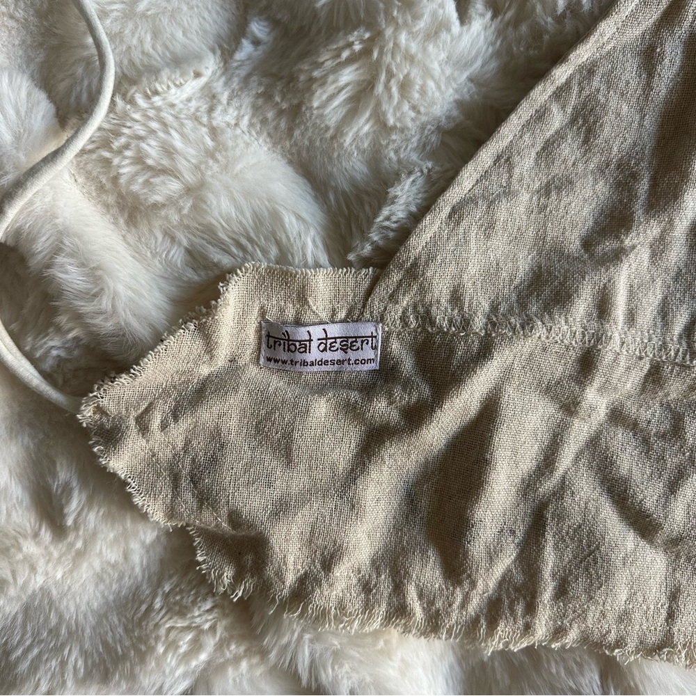 Made in India Festival Cropped Tribal Backless Halter Top in Cream - Picture 5 of 9